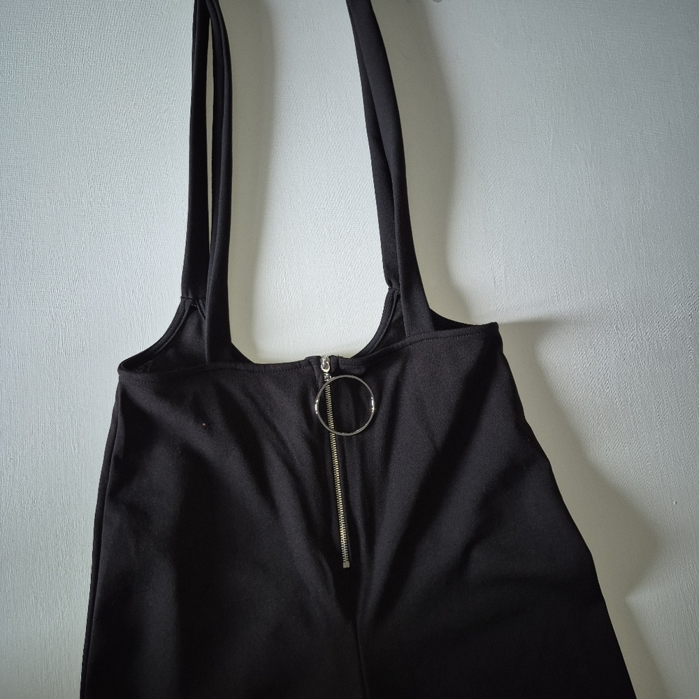 Black w/Zipper Suspender Pants Fashion Nova